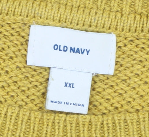 Old Navy Men's Yellow 2XL Chunky Knit Cotton Pullover Jumper