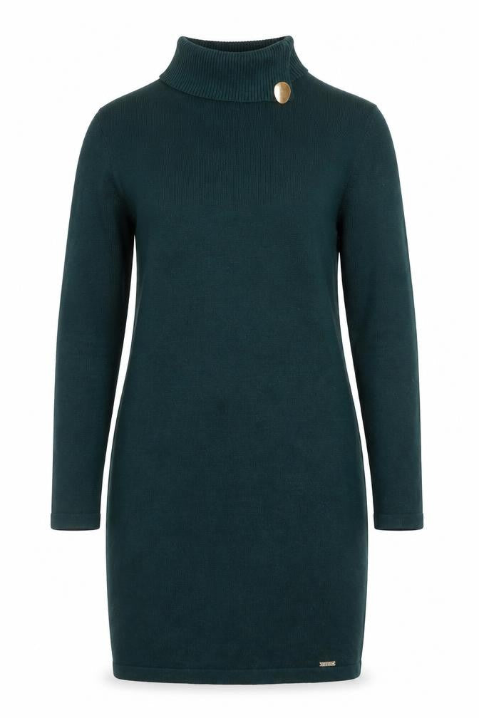Mohito Women Green XS Bodycon Knit Roll Neck Dress