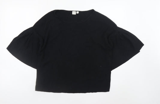 GAP Women’s Black Petite S Cropped Bell Sleeve Blouse