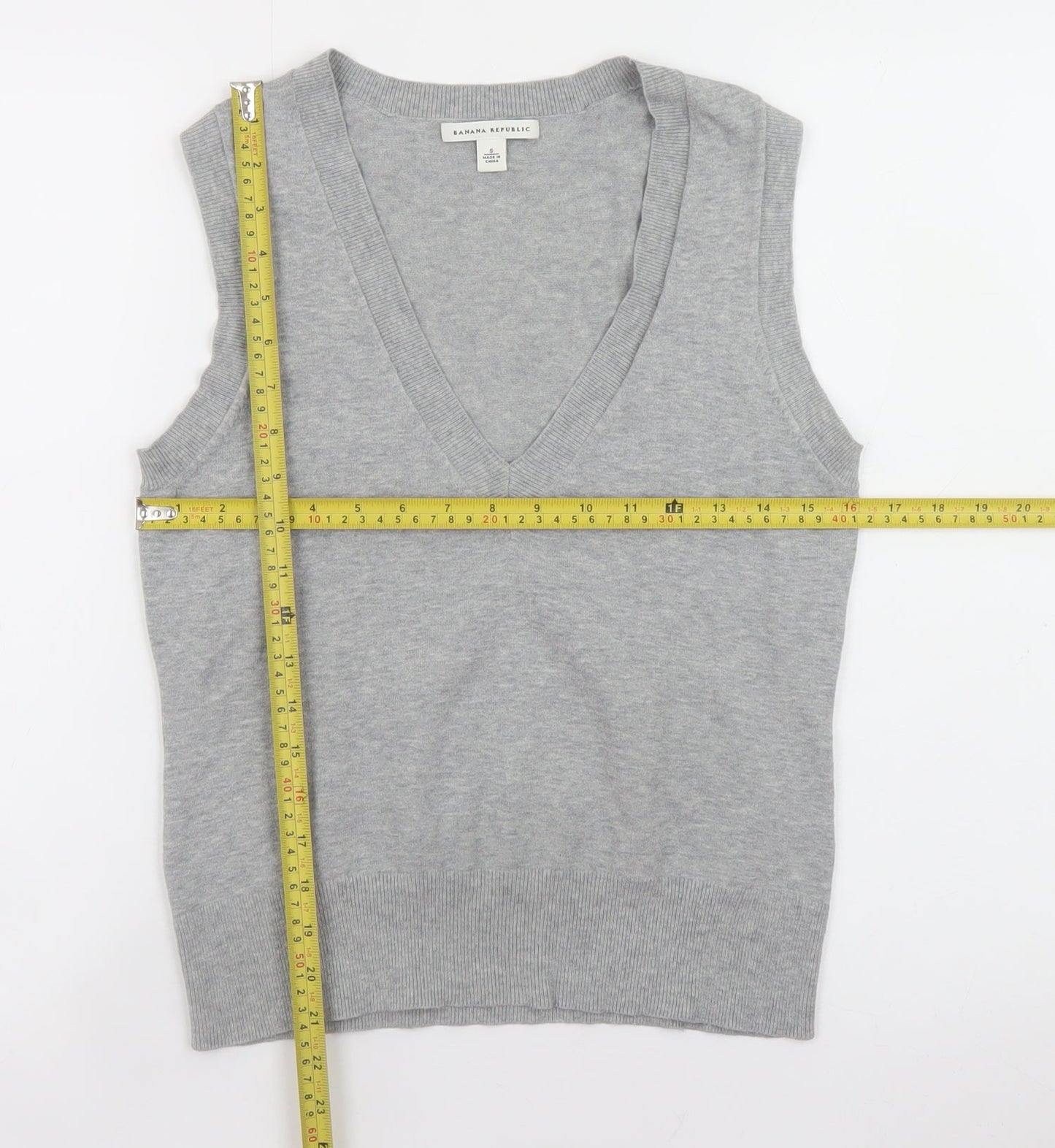 Banana Republic Womens Grey Sleeveless V-Neck Knit Tank Top Size S
