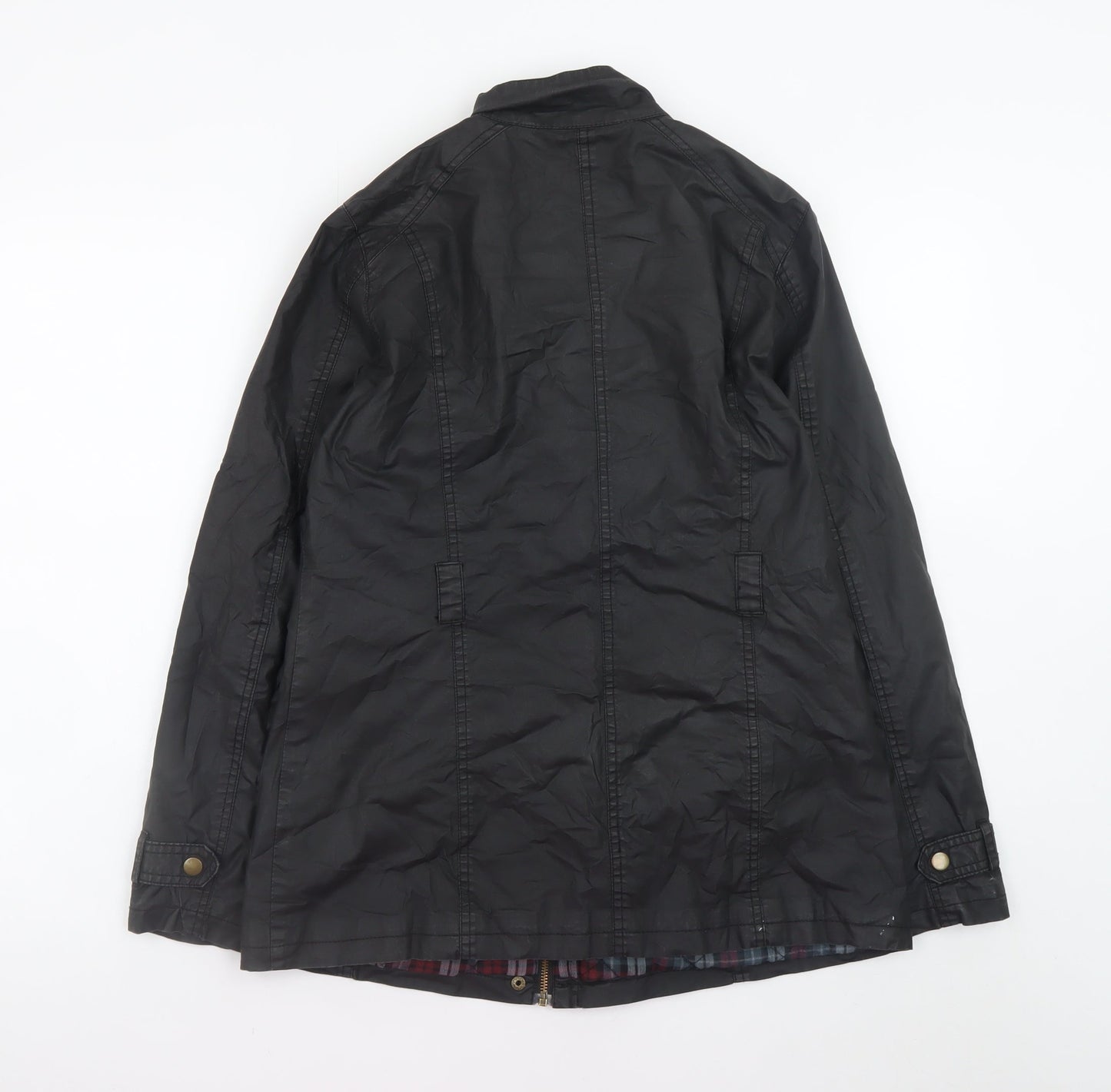 M&Co Women Black Size 10 Waxed Lightweight Utility Jacket
