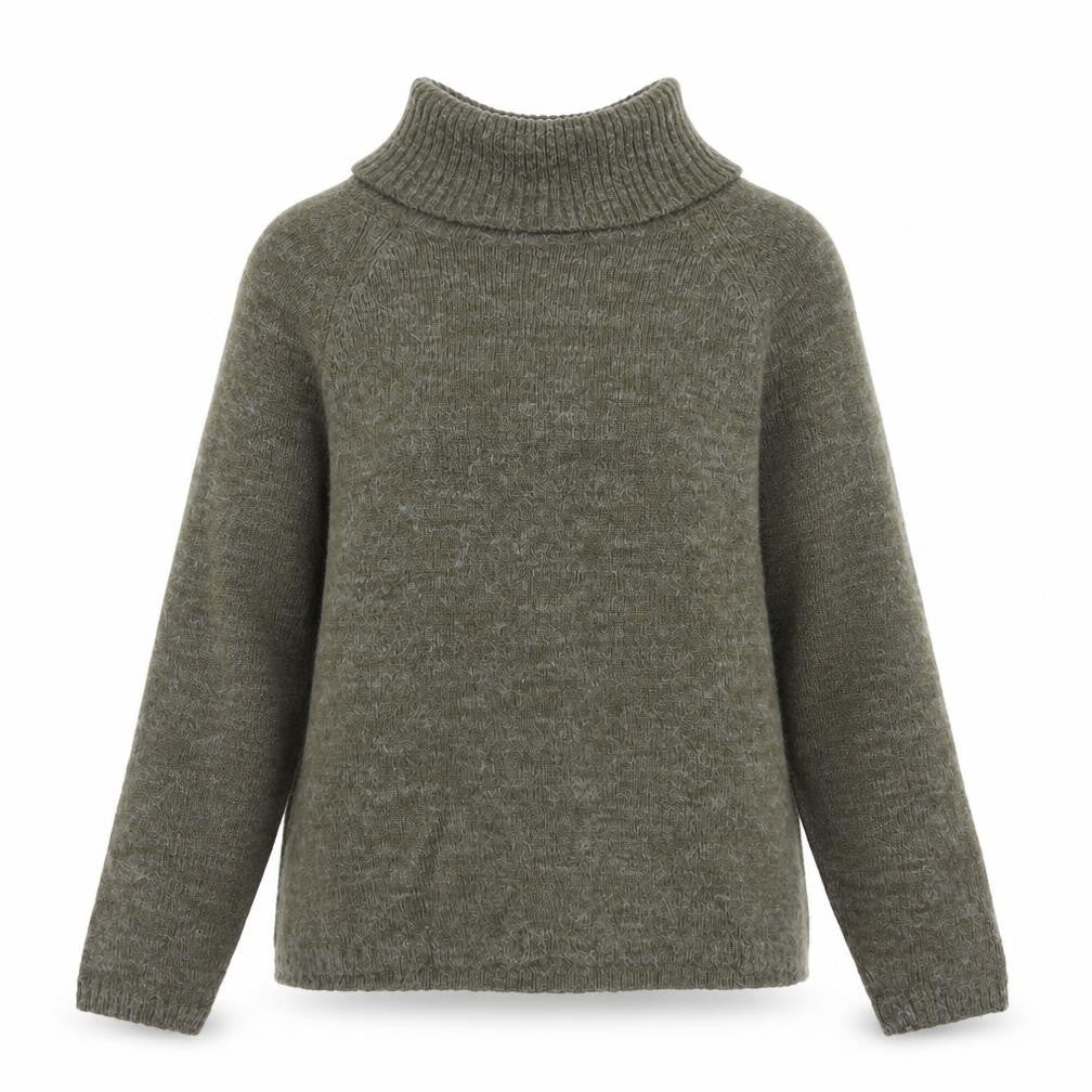 Front view of b.young Women's Green Roll Neck Knit Jumper, size S