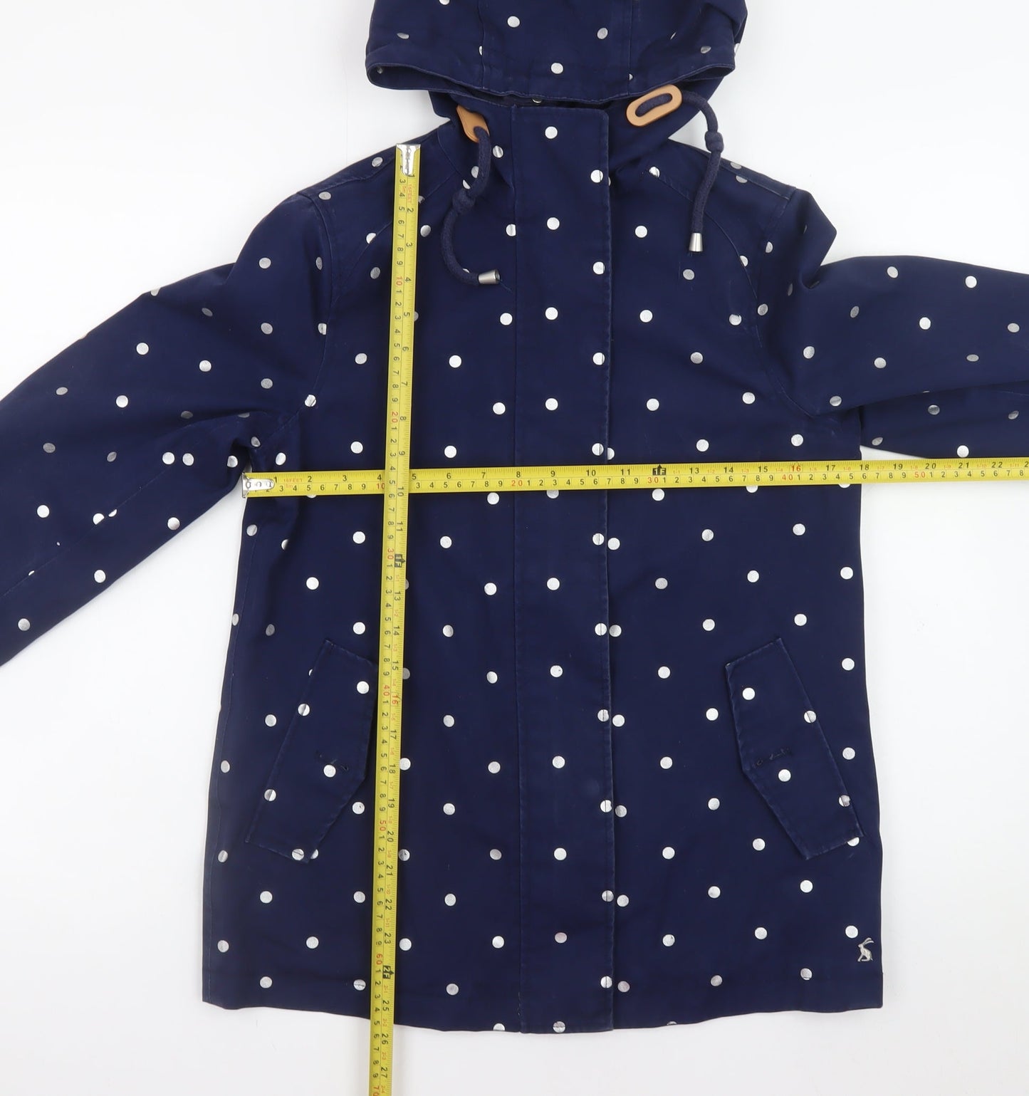 Joules Womens Blue Polka Dot Waterproof Rain Coat Jacket UK 8