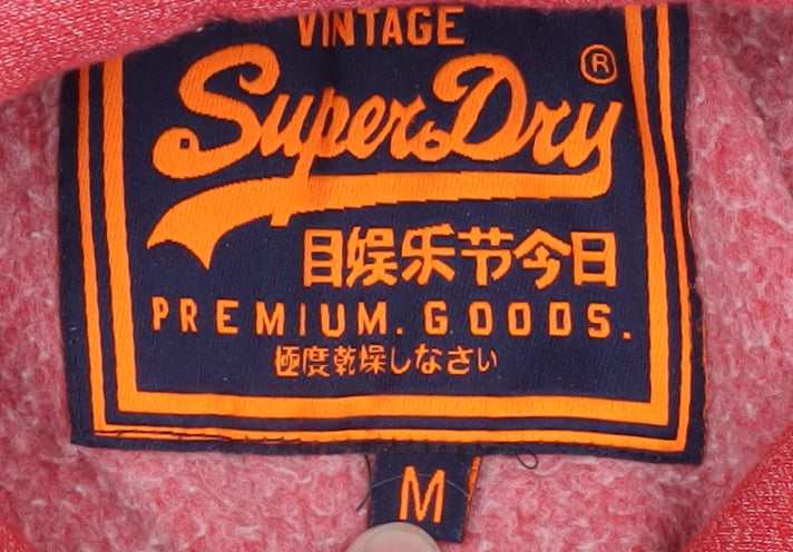 Superdry Men's Red Pullover Hoodie M Graphic Logo Cotton Blend