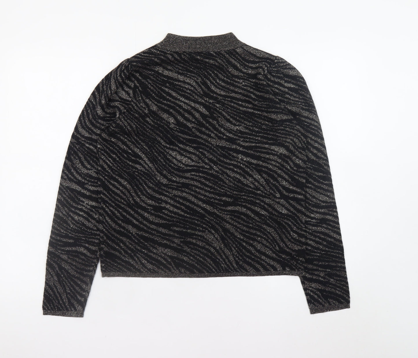 Warehouse Women’s Black Mock Neck Animal Print Jumper Size 10