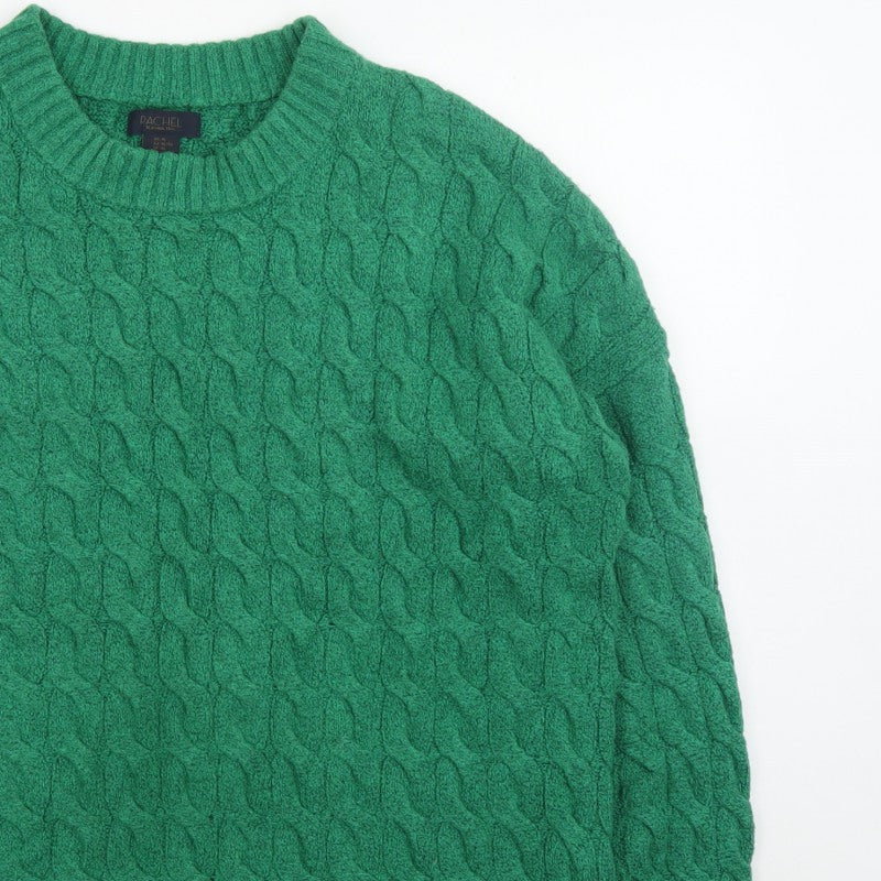 Additional view of Rachel Roy Men's Green Cable-Knit Crew Neck Jumper XL
