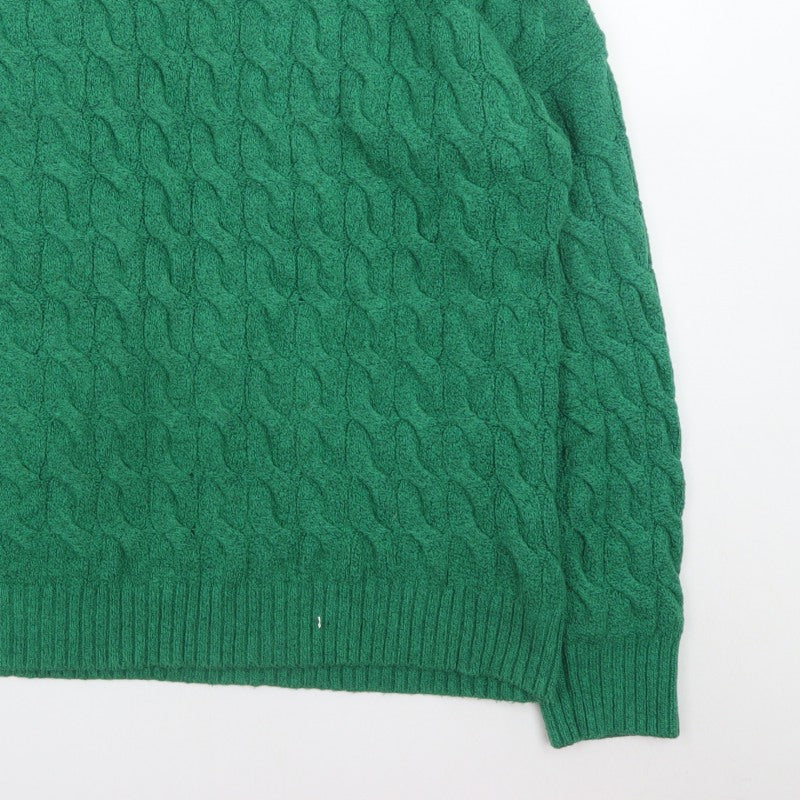 Additional view of Rachel Roy Men's Green Cable-Knit Crew Neck Jumper XL