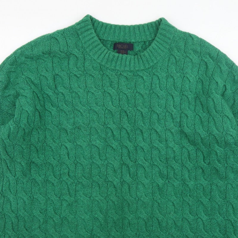 Additional view of Rachel Roy Men's Green Cable-Knit Crew Neck Jumper XL