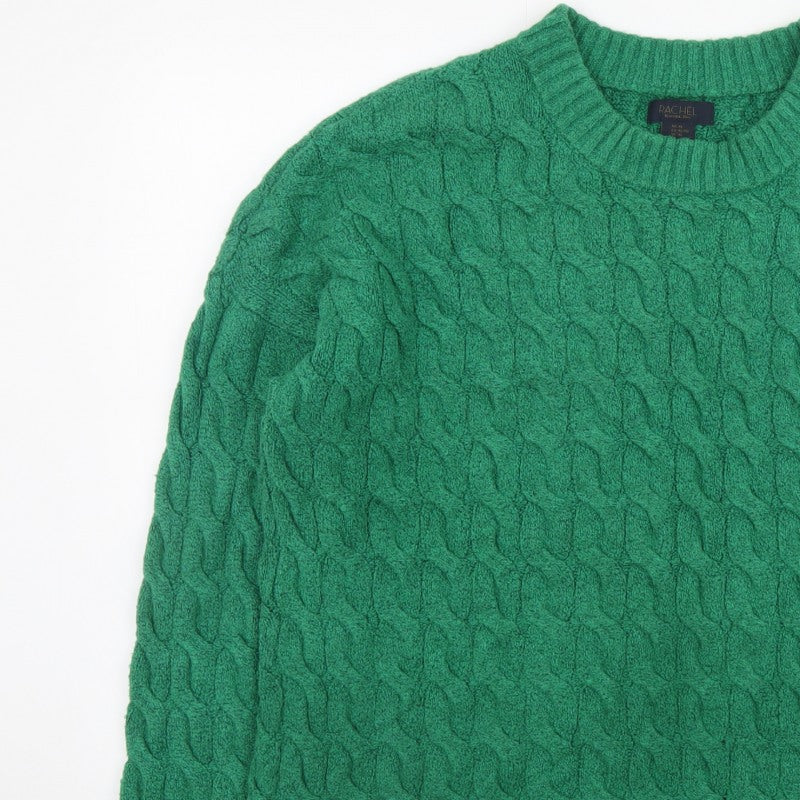 Additional view of Rachel Roy Men's Green Cable-Knit Crew Neck Jumper XL
