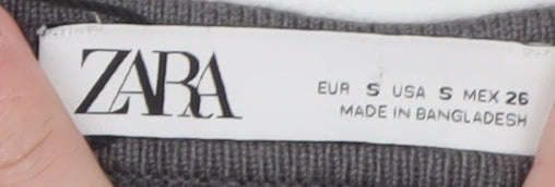Zara Women Grey Knit Bodycon Dress Size S Long Sleeve