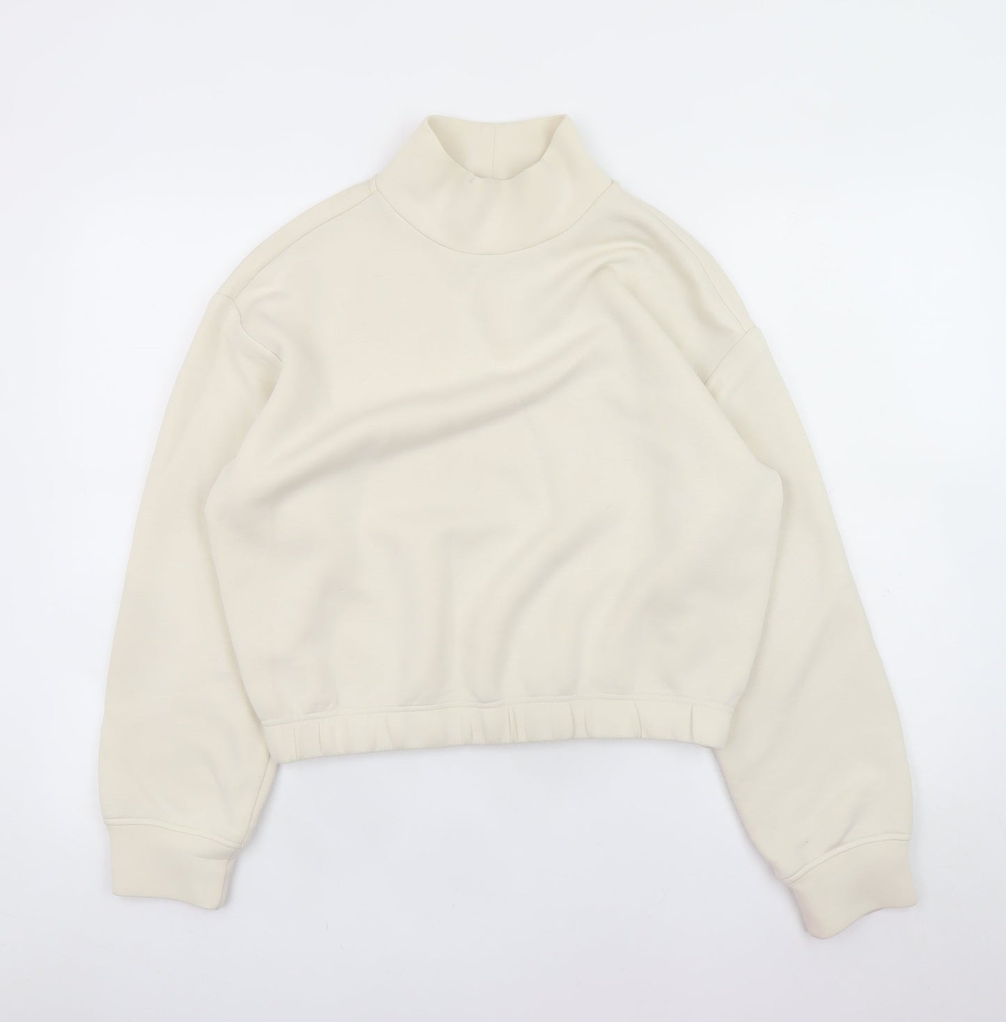 Marks and Spencer Women Beige Mock Neck Pullover Sweatshirt S Regular