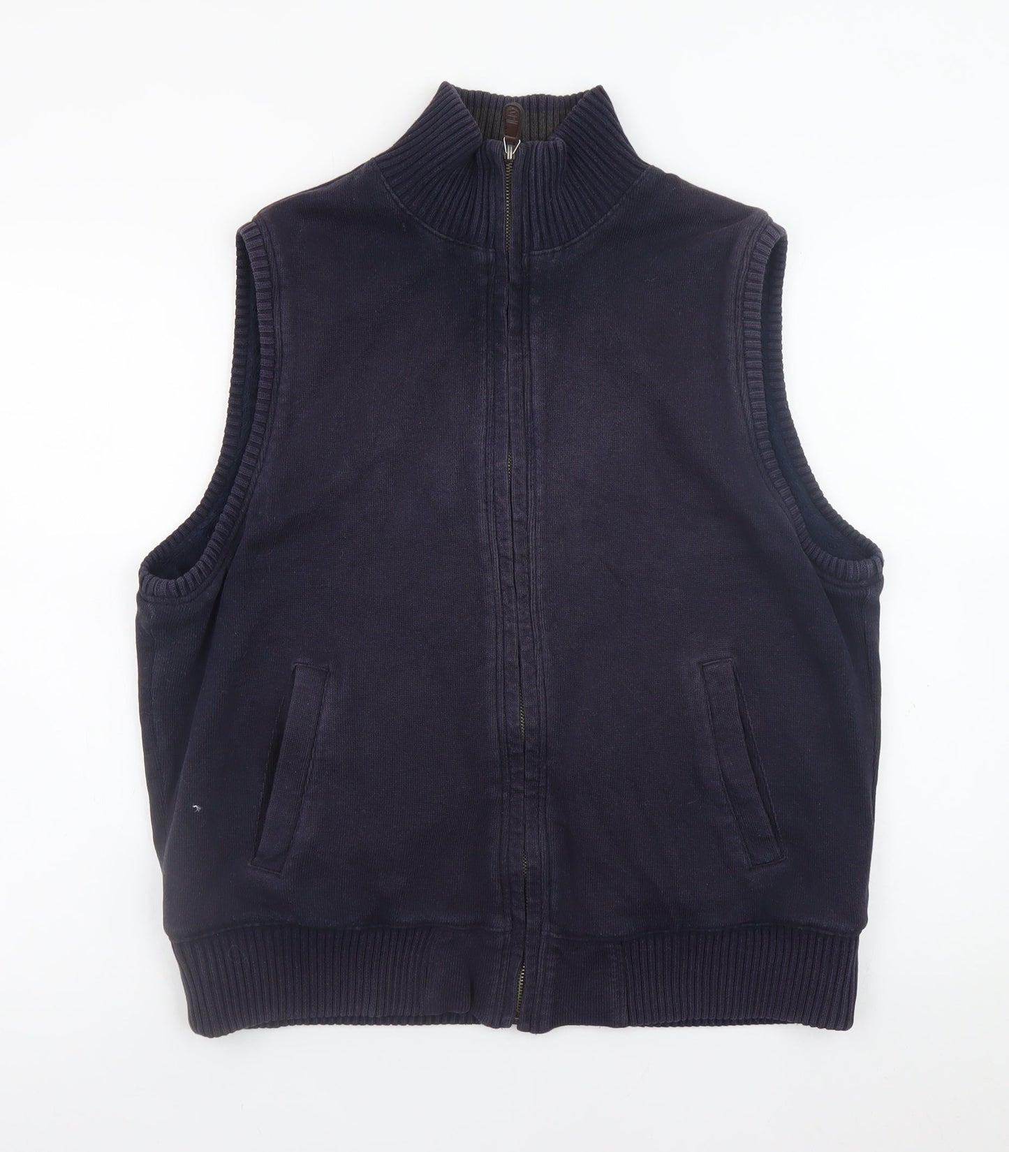 Marks & Spencer Men's Blue Cotton Waistcoat Medium Full Zip