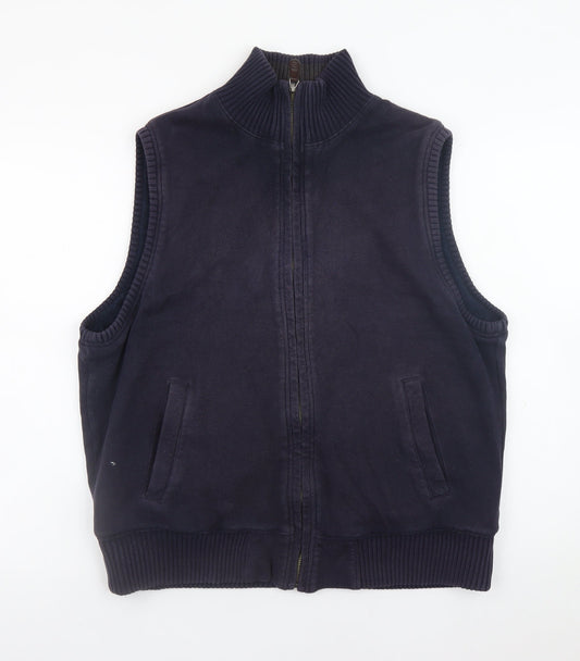 Marks & Spencer Men's Blue Cotton Waistcoat Medium Full Zip