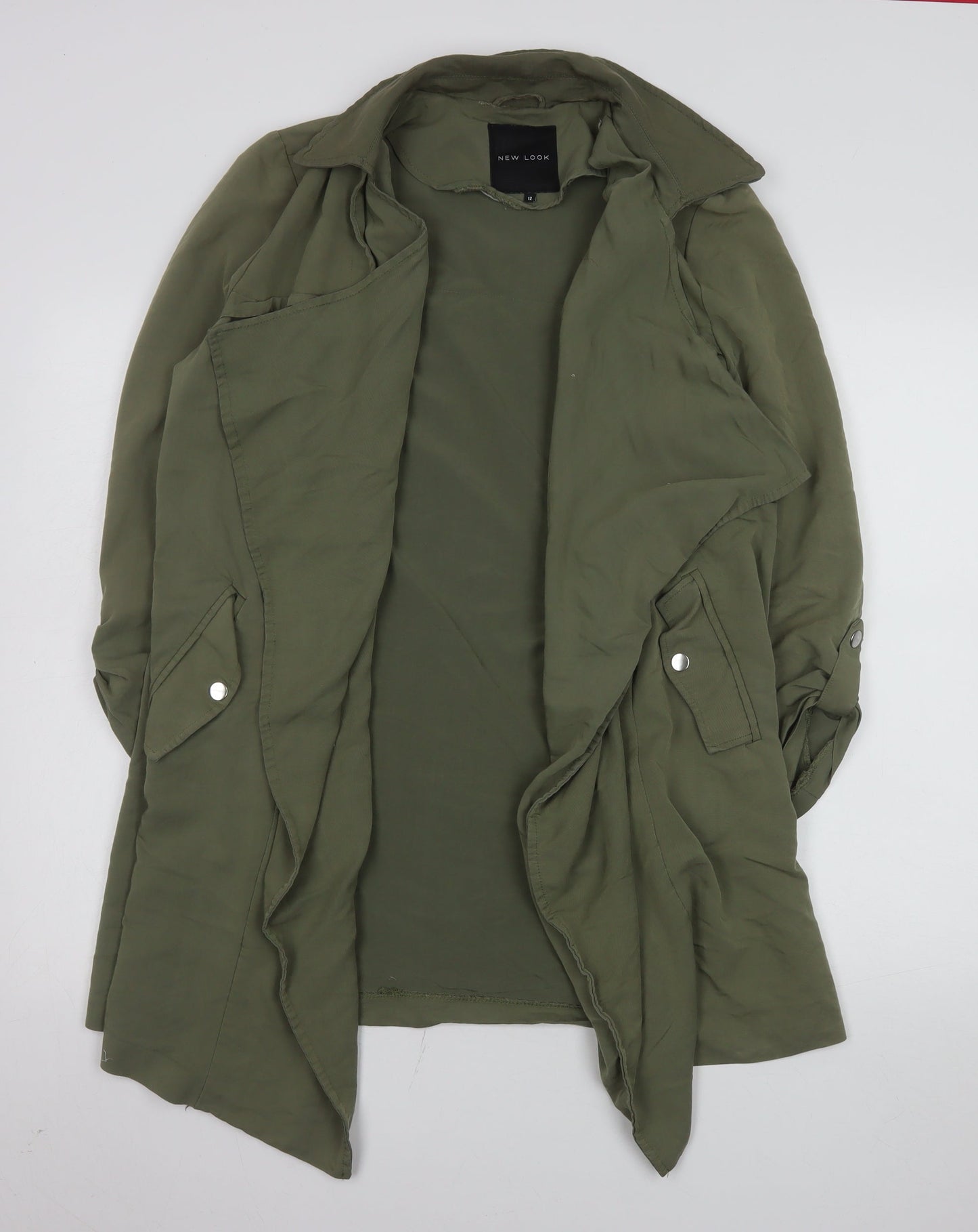 New Look Women’s Green Long Trench Coat Size 12 Lightweight