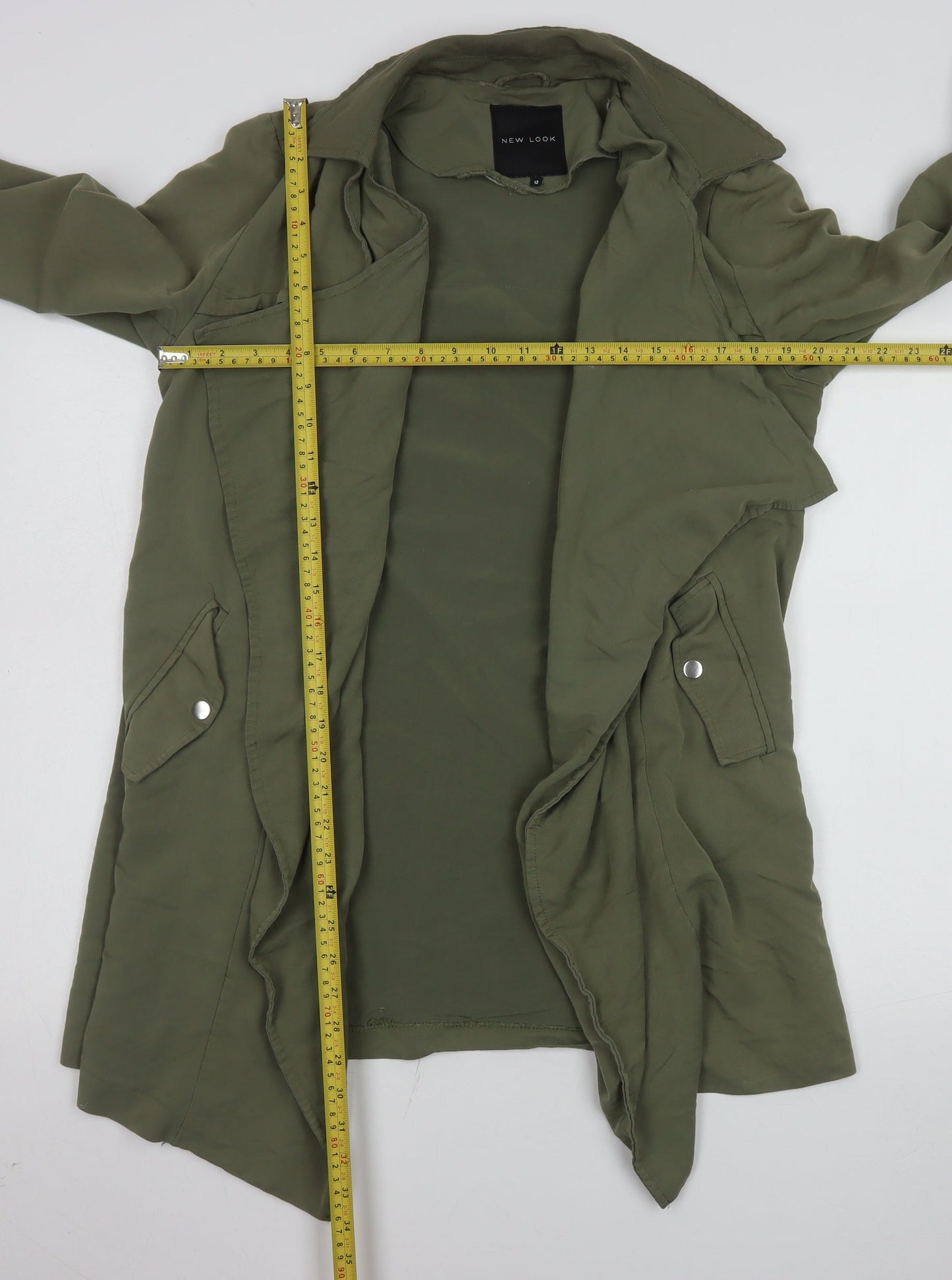 New Look Women’s Green Long Trench Coat Size 12 Lightweight