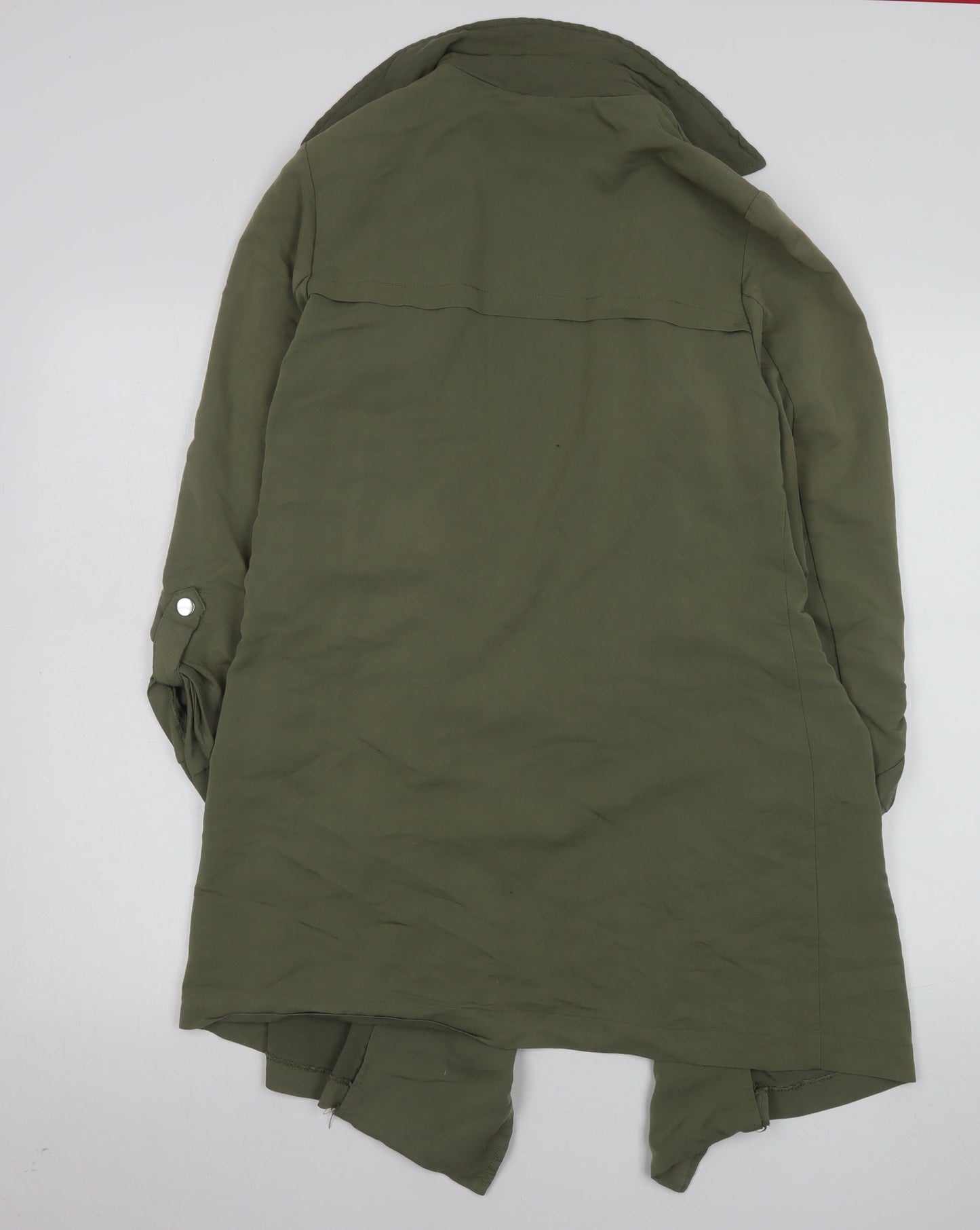 New Look Women’s Green Long Trench Coat Size 12 Lightweight