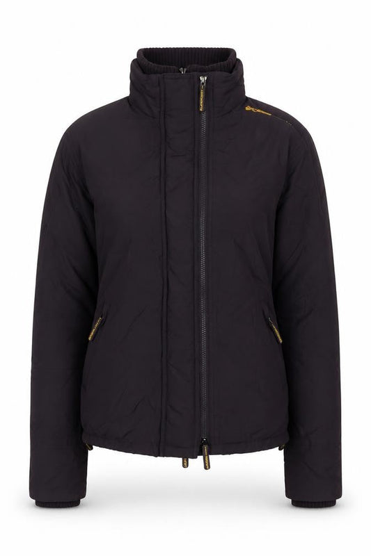 Superdry Women Brown L Short Puffer Jacket Logo Zip Lined
