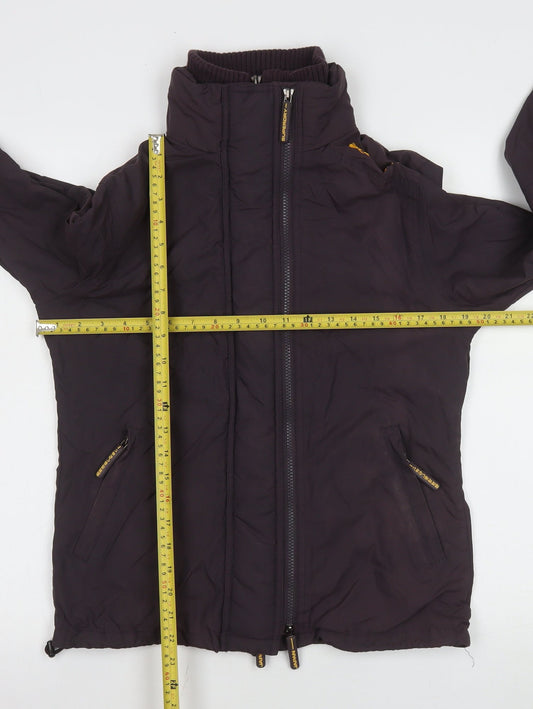 Superdry Women Brown L Short Puffer Jacket Logo Zip Lined