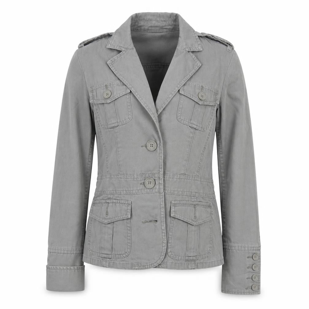 Debenhams Womens Grey Cotton Military Jacket Size 10