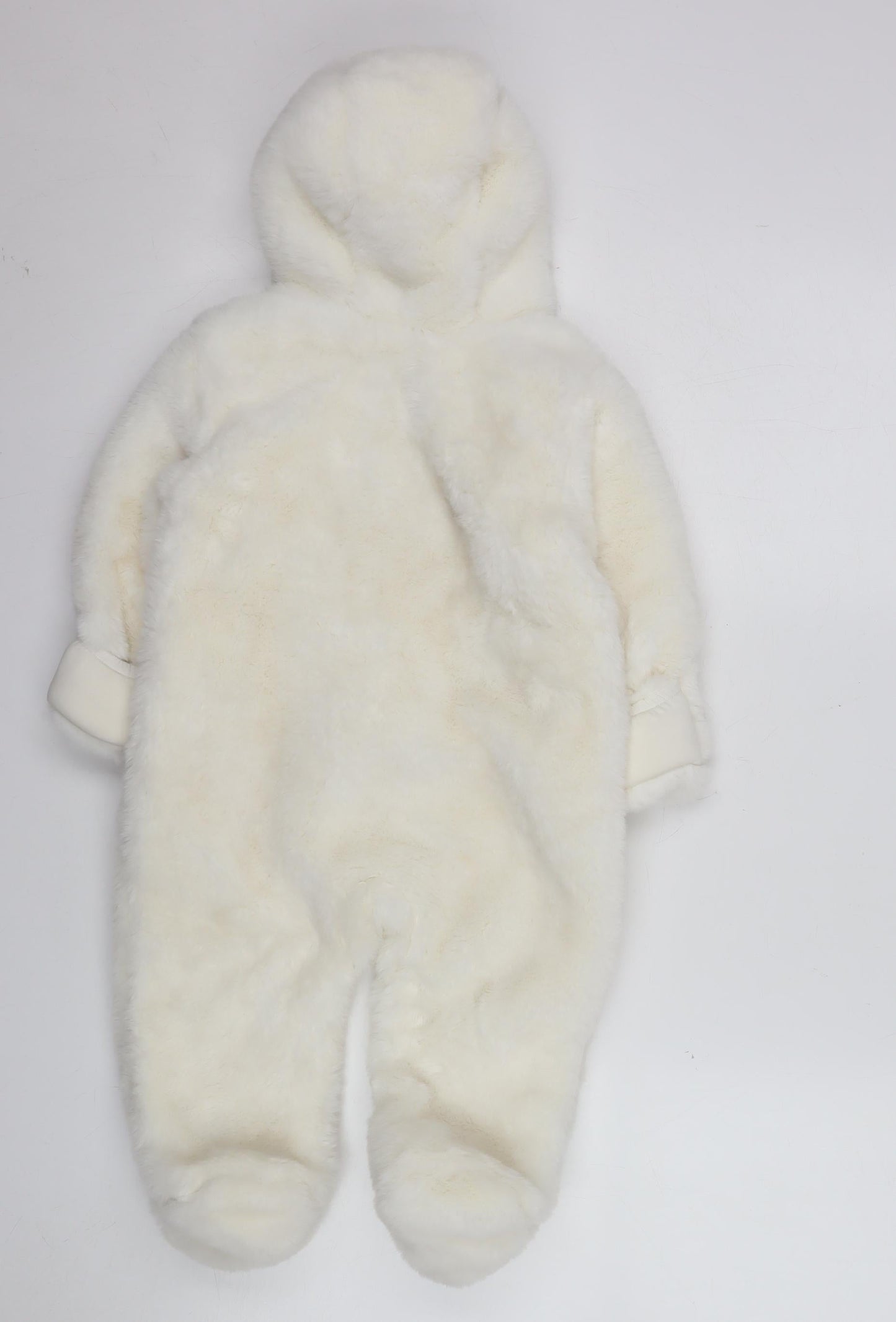 Marks and Spencer Unisex Baby Ivory Faux Fur Hooded Snowsuit 9-12 Months