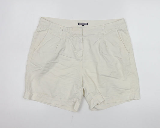 Tommy Hilfiger Women Ivory Chino Shorts Size 8 Pleated Twill Casual