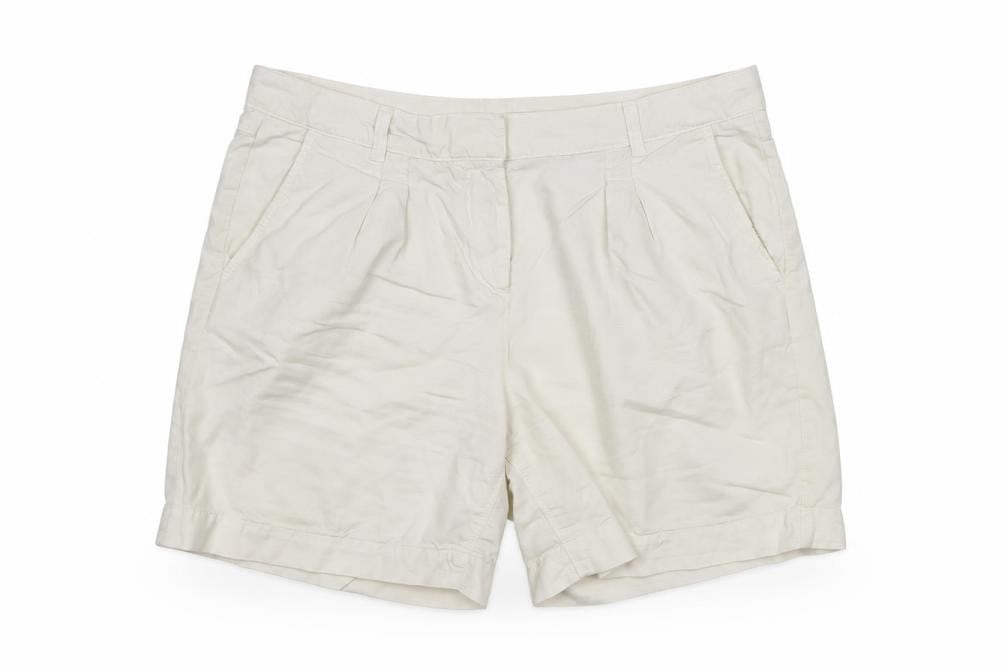 Tommy Hilfiger Women Ivory Chino Shorts Size 8 Pleated Twill Casual