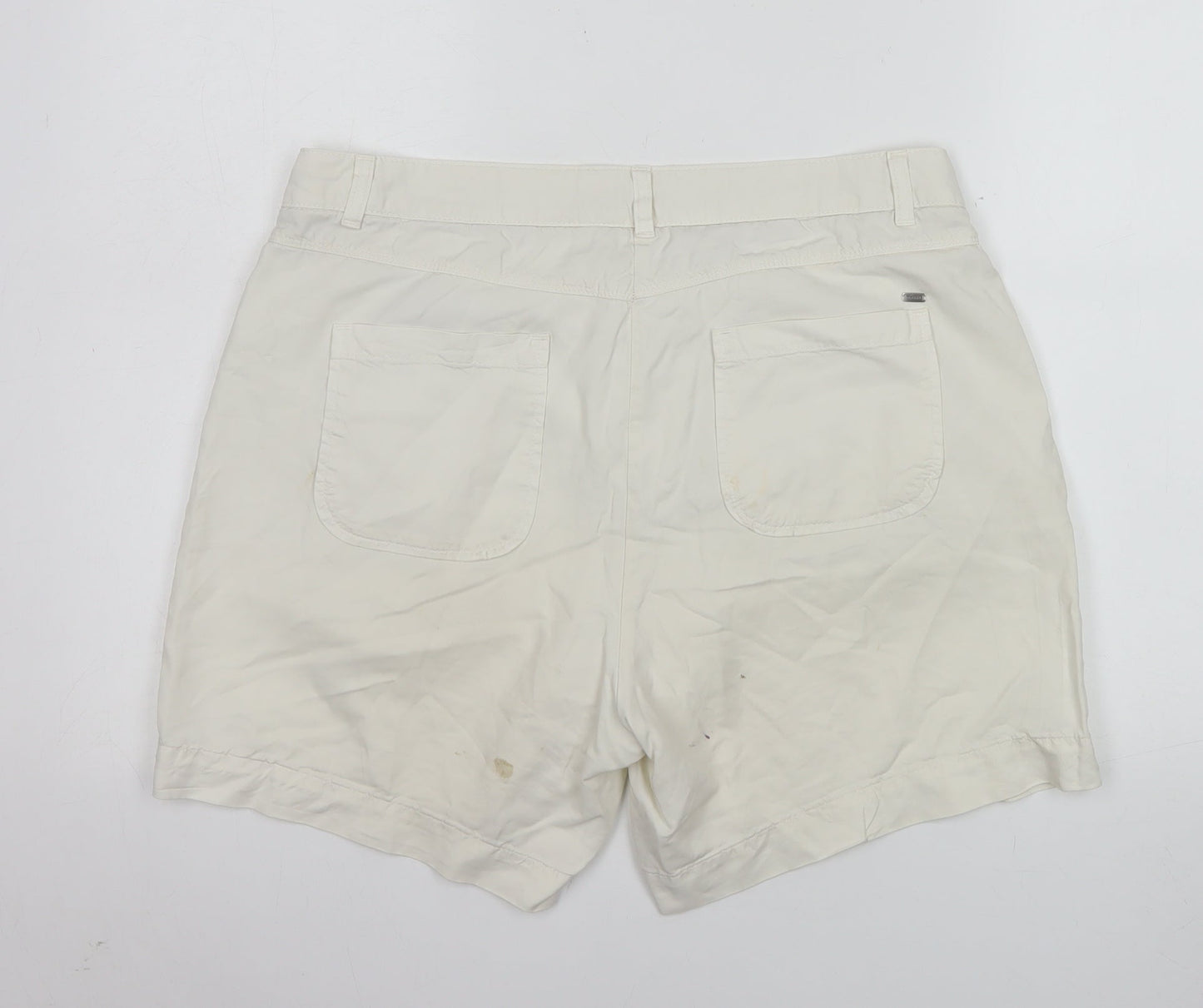 Tommy Hilfiger Women Ivory Chino Shorts Size 8 Pleated Twill Casual