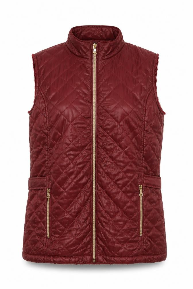 Q17 Womens Red Quilted Sleeveless Waistcoat Size S