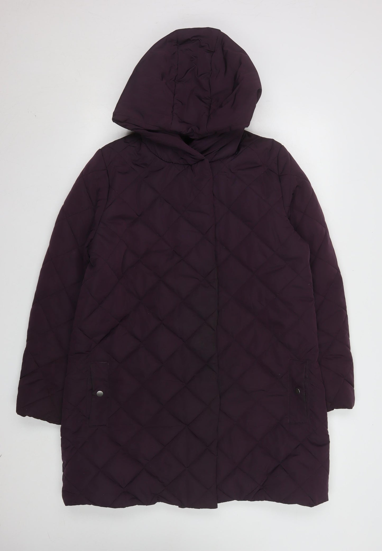 Dannimac Womens Purple Quilted Hooded Long Coat Size 14