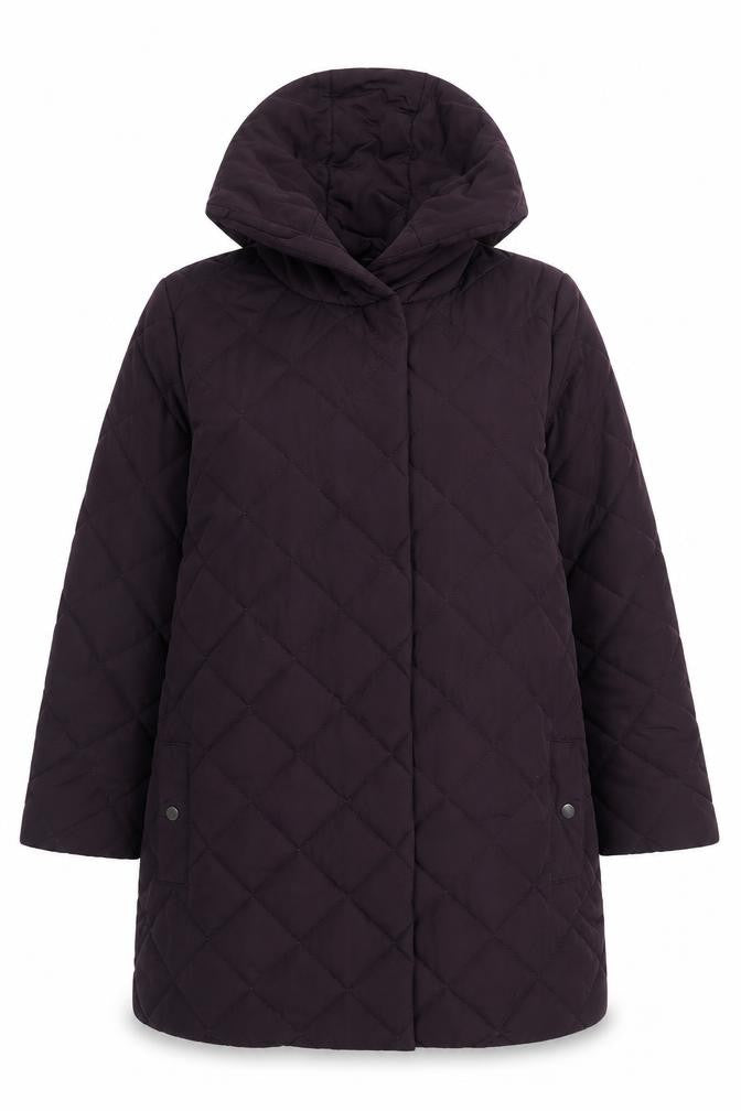Dannimac Womens Purple Quilted Hooded Long Coat Size 14