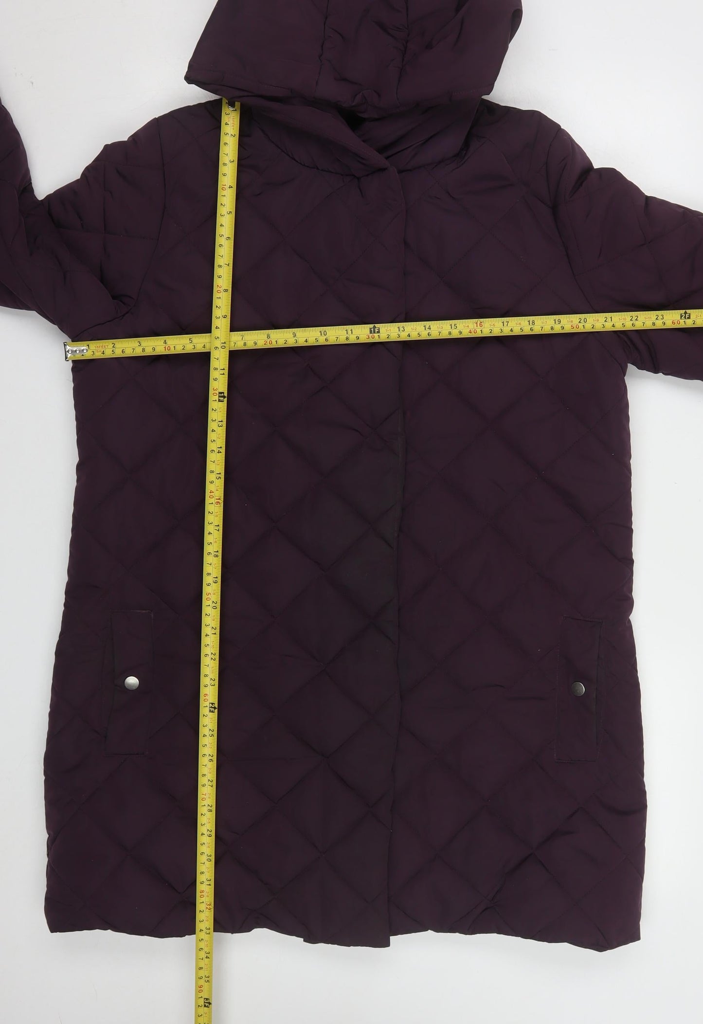 Dannimac Womens Purple Quilted Hooded Long Coat Size 14