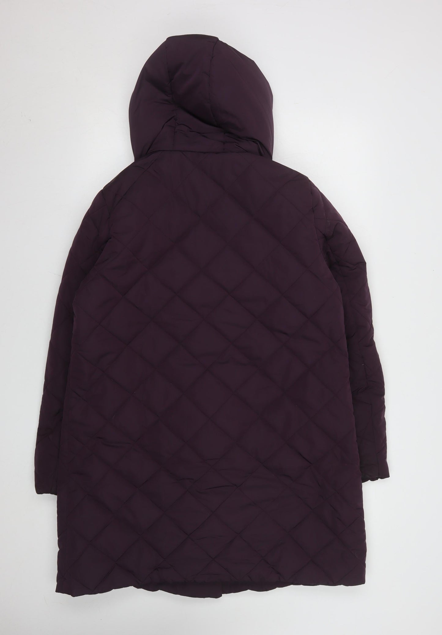 Dannimac Womens Purple Quilted Hooded Long Coat Size 14