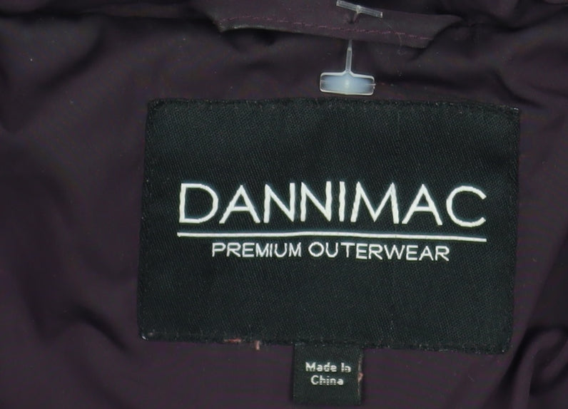 Dannimac Womens Purple Quilted Hooded Long Coat Size 14