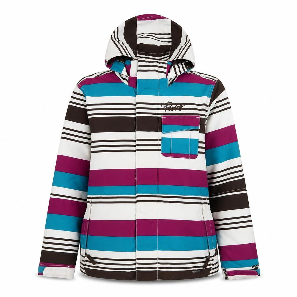 Protest Womens Multicoloured Striped Ski Jacket S Waterproof Hooded Winter Coat