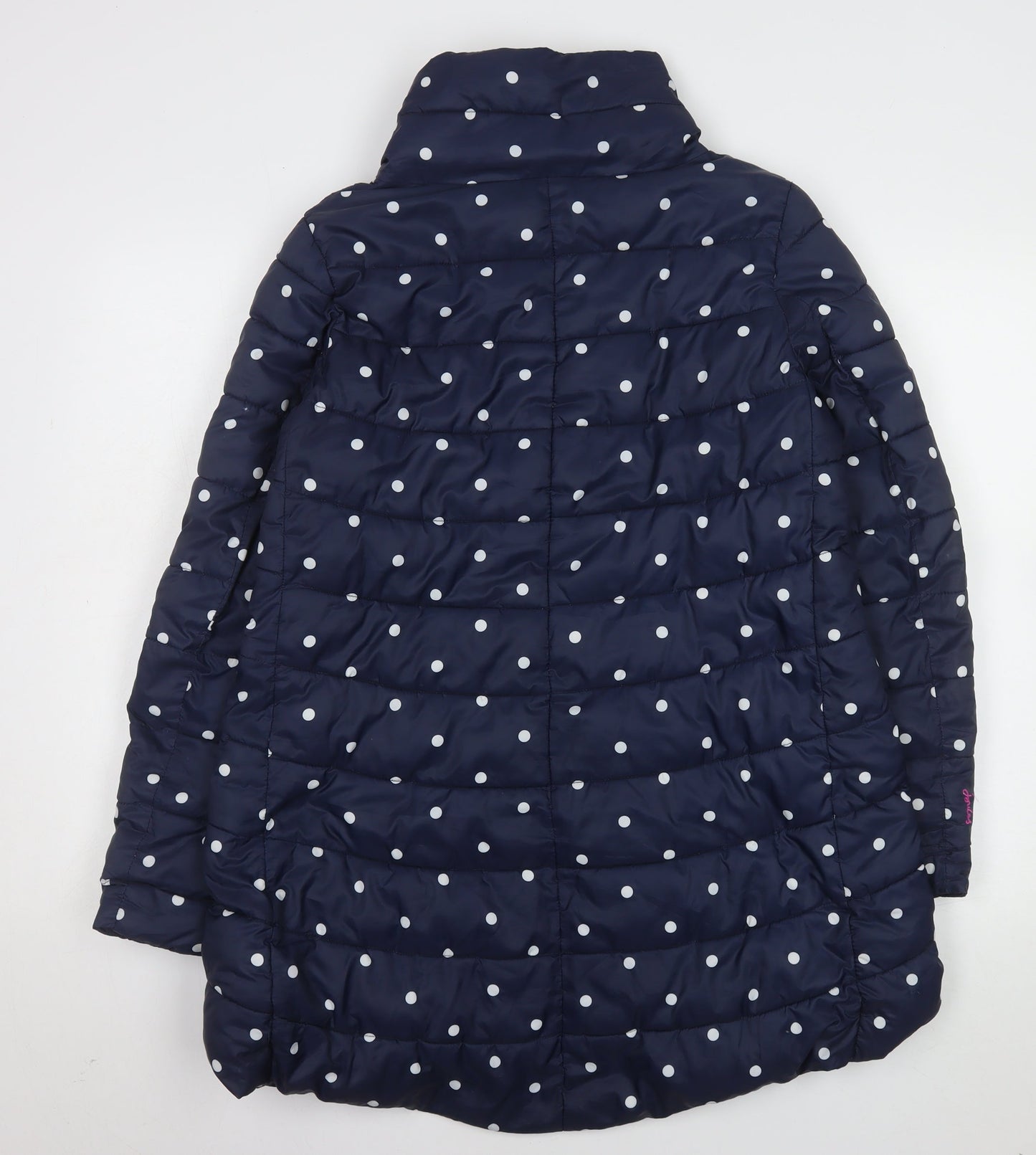 Joules Womens Blue Polka Dot Mid-Length Puffer Coat Size 10