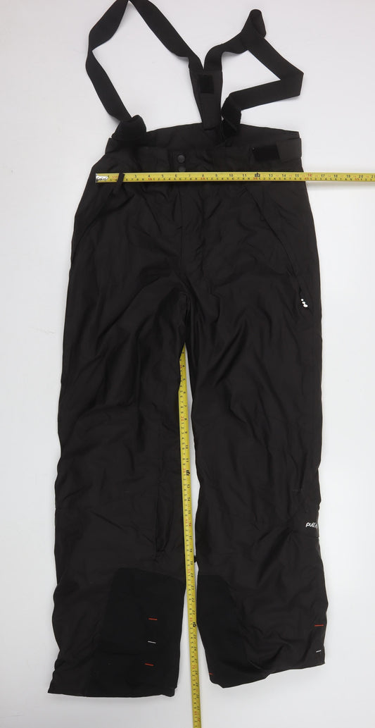 Decathlon Women's Black Waterproof Snow Pants Size 12 Pullnfit Ski Trousers