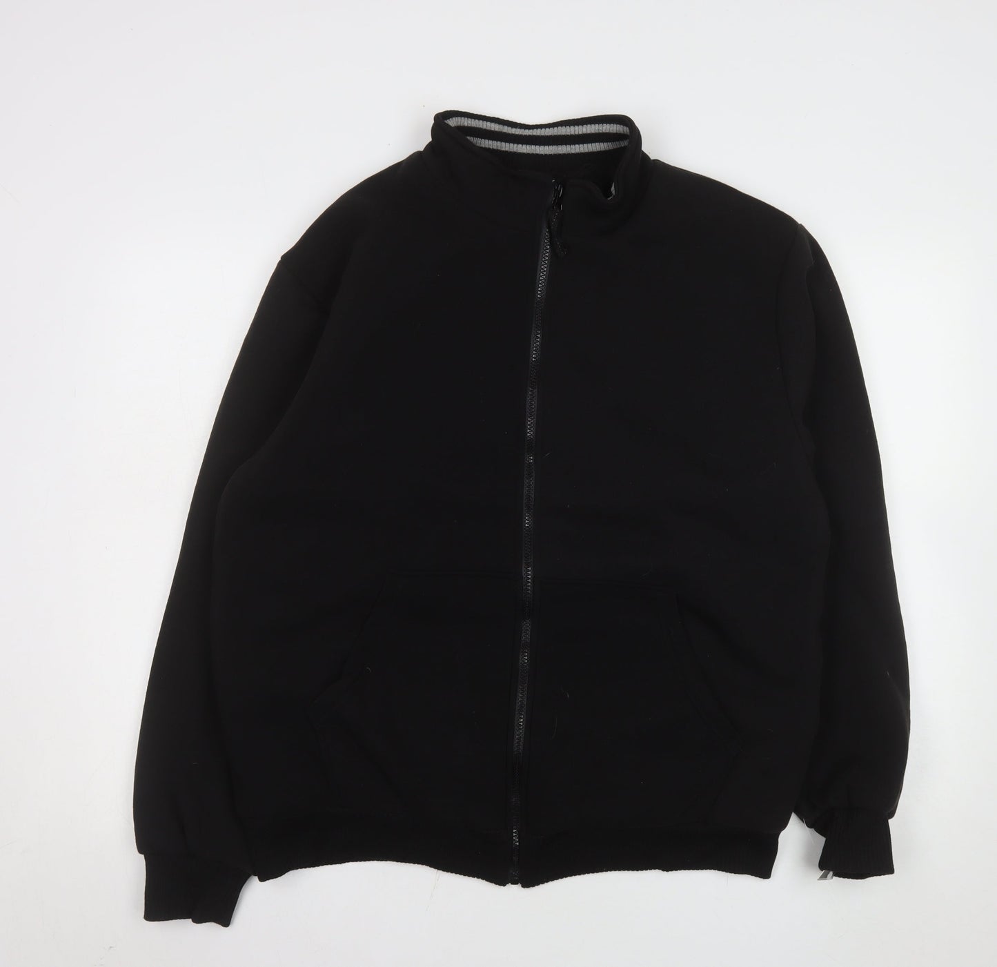 Elvor Men Black L Full Zip Fleece Lined Basic Jacket