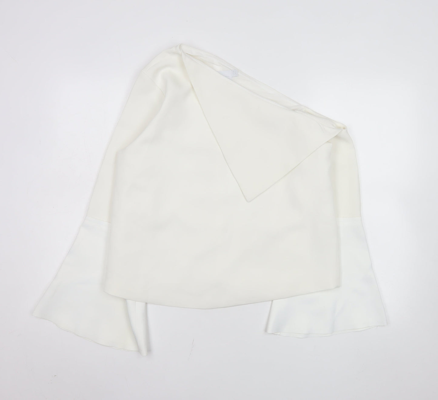 ASOS Women’s White One Shoulder Bell Sleeve Wrap Blouse Size 12