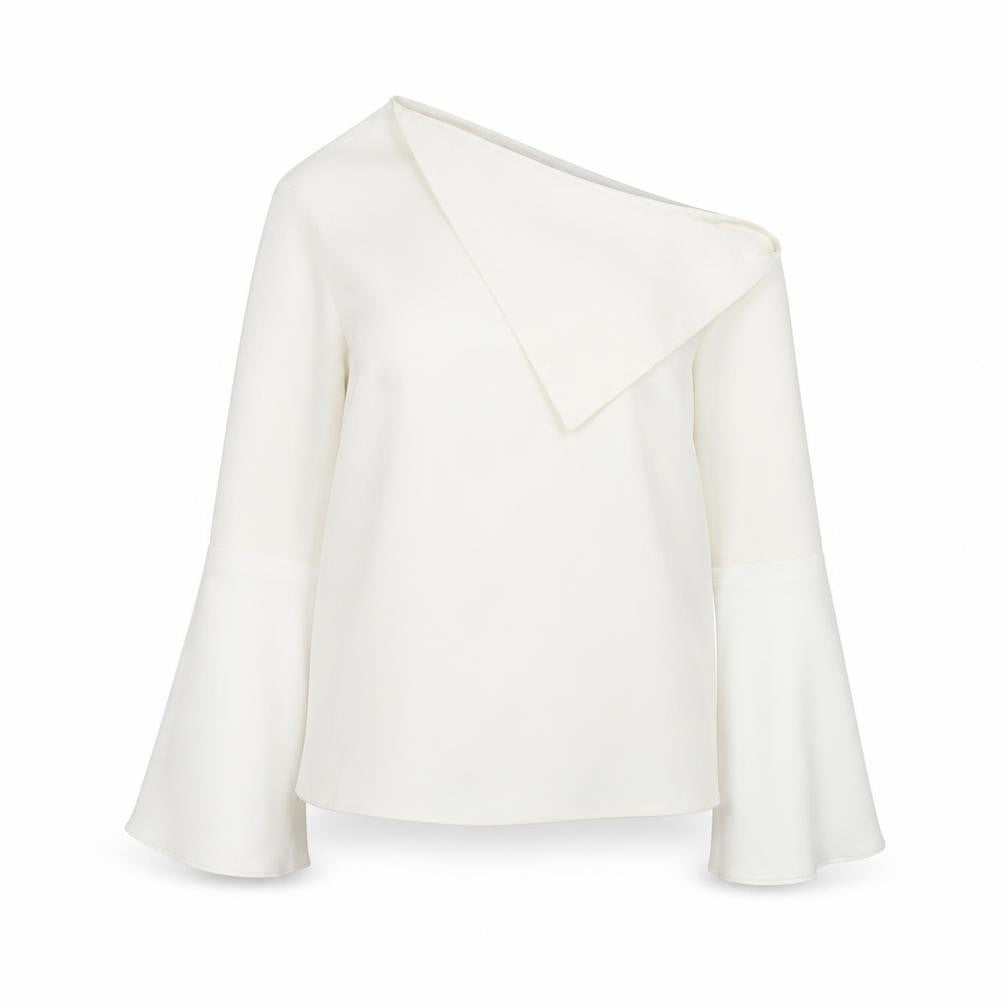 ASOS Women’s White One Shoulder Bell Sleeve Wrap Blouse Size 12