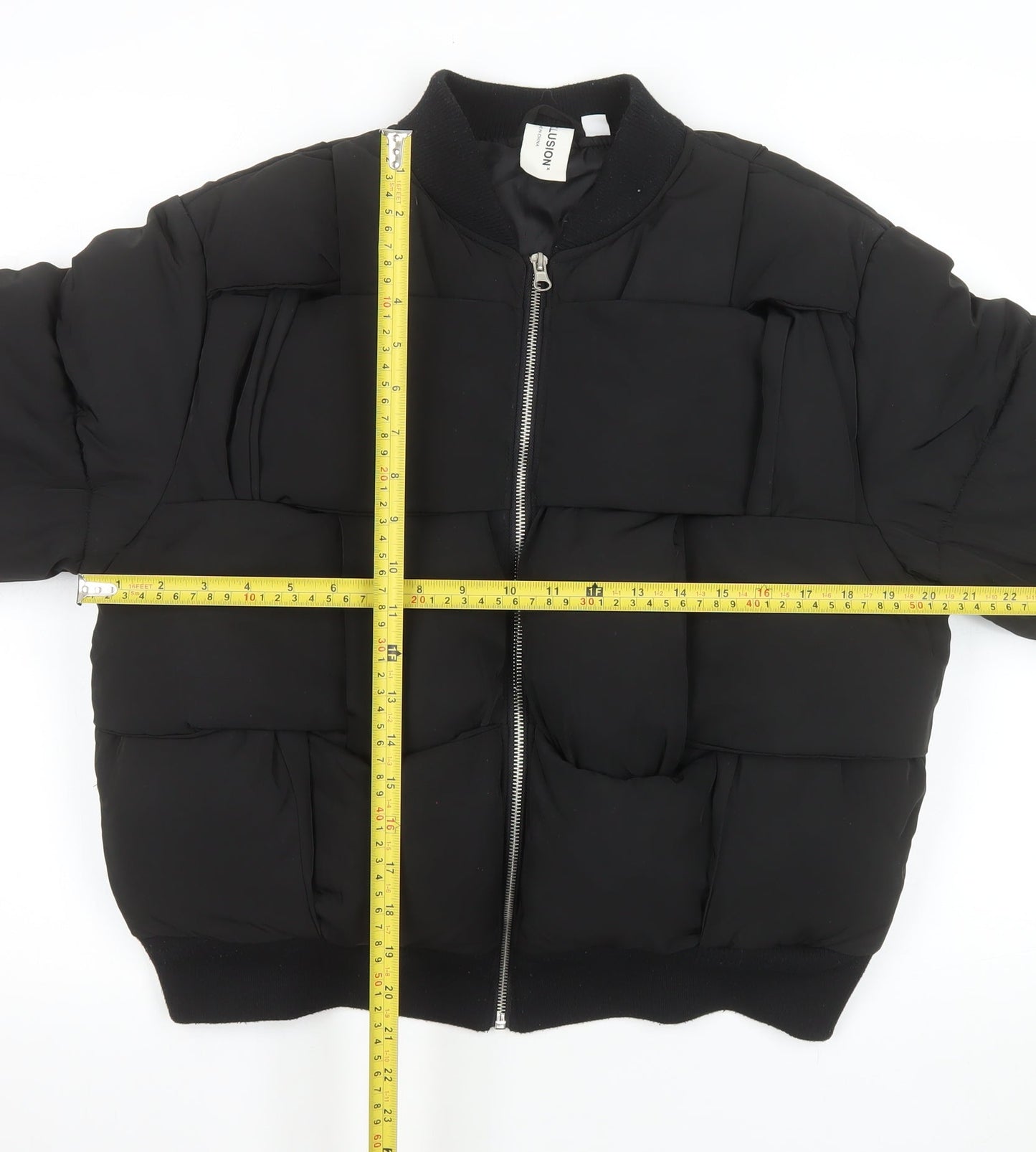 Collusion Women's Black Size 12 Puffer Bomber Jacket