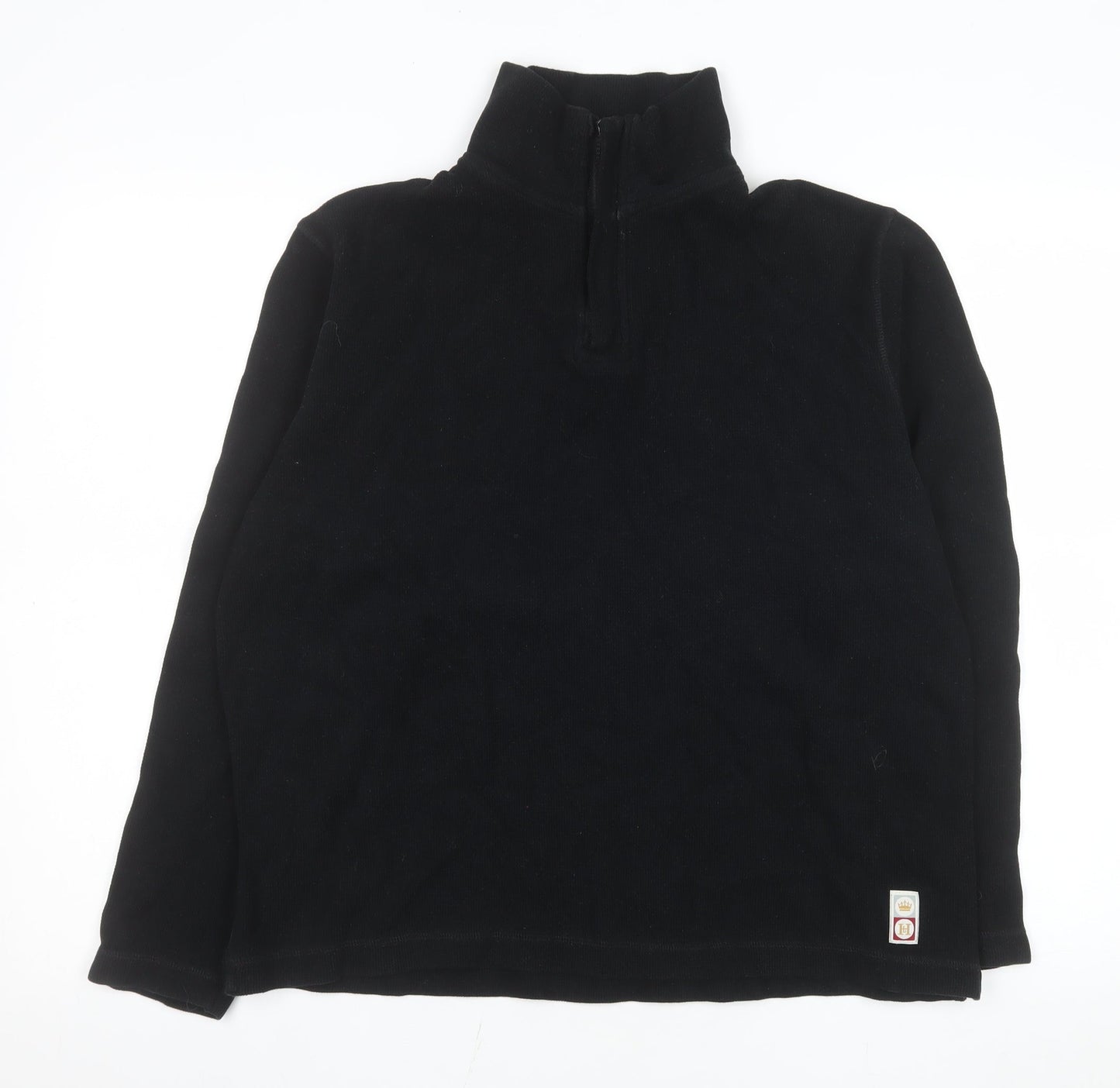 H.L Men’s Black 1/4 Zip Cotton Fleece Pullover Sweatshirt Size S