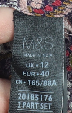 Marks and Spencer Women’s Multicoloured Size 12 Tunic Blouse 3/4 Sleeve Viscose