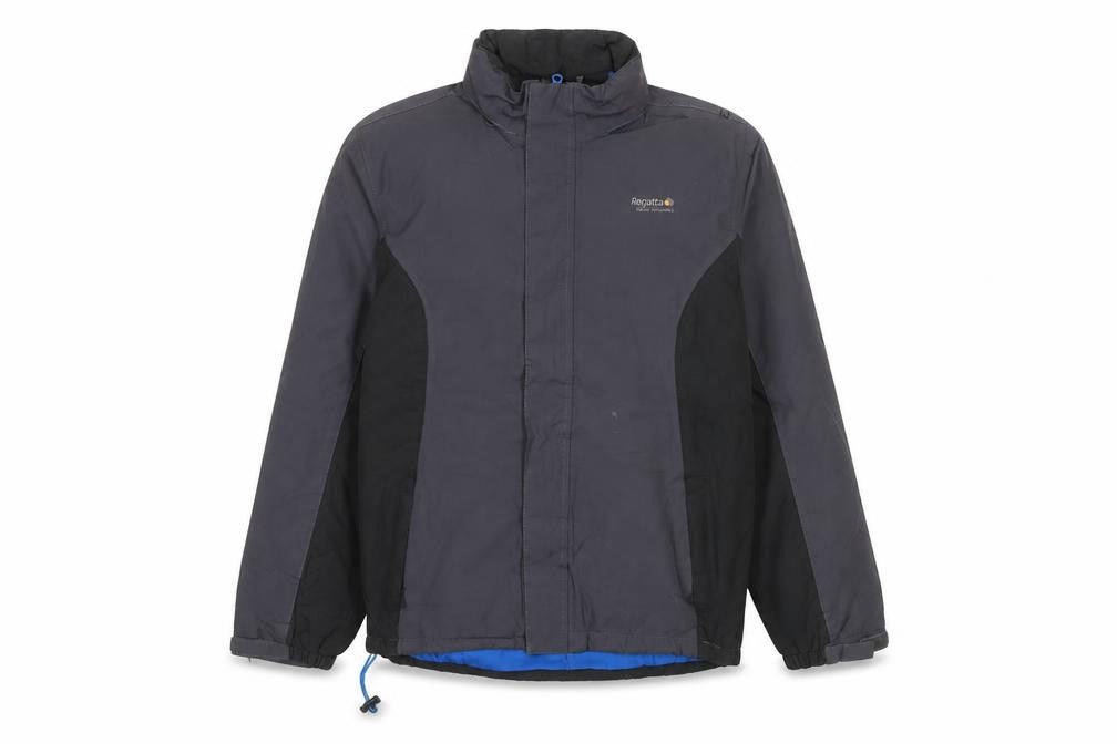 Front view of Regatta women’s grey waterproof outdoor jacket, size UK 34, regular fit