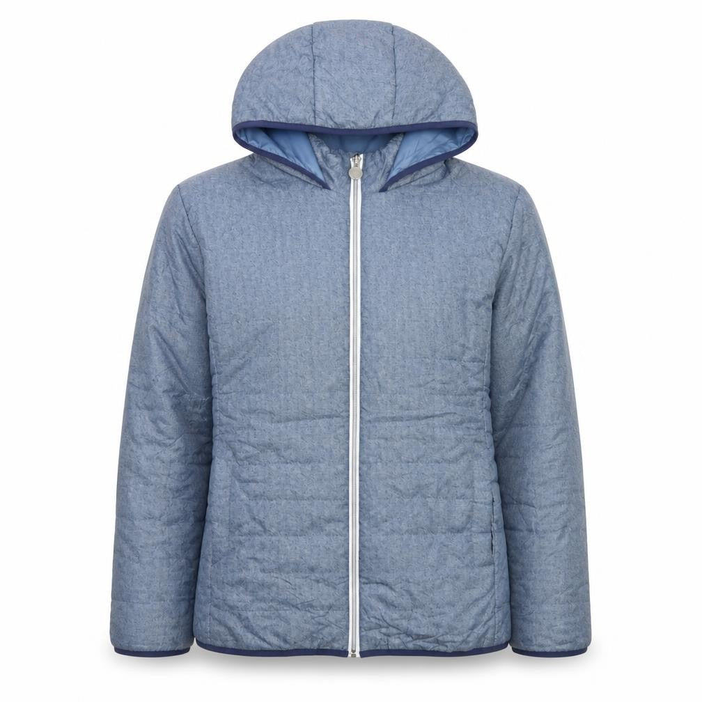 Nathalie Andersen Women's Blue Hooded Full Zip Puffer Jacket XL