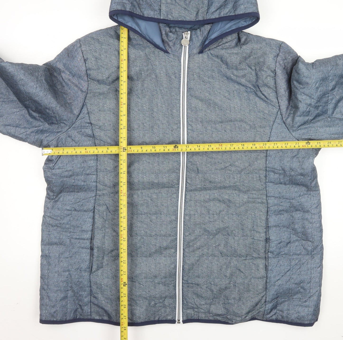 Nathalie Andersen Women's Blue Hooded Full Zip Puffer Jacket XL