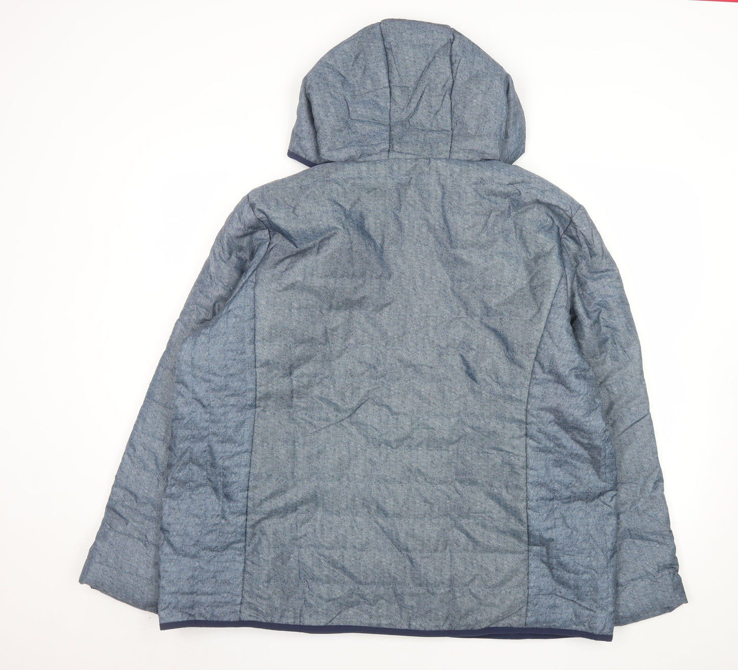 Nathalie Andersen Women's Blue Hooded Full Zip Puffer Jacket XL