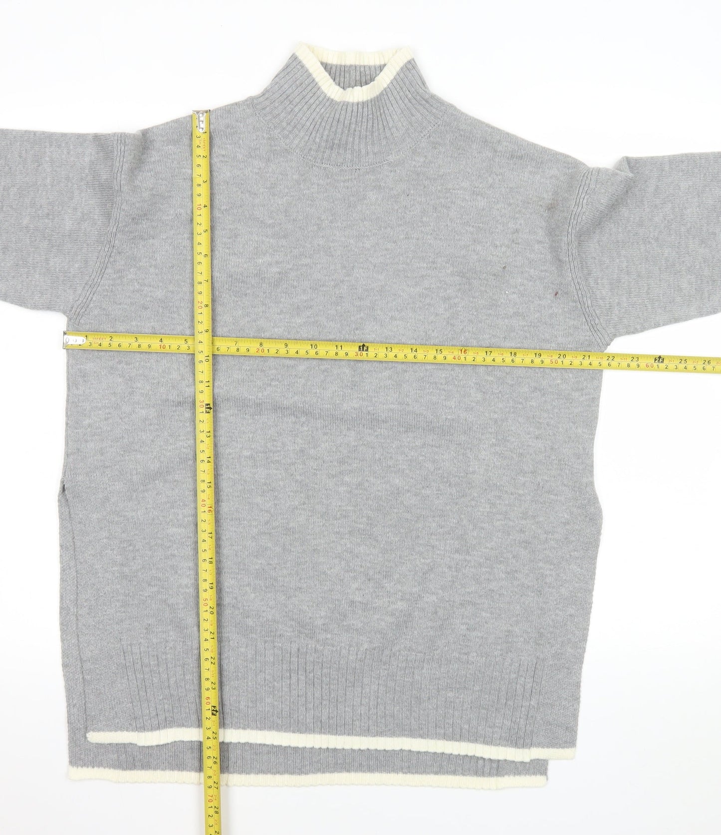 Amara Reya Womens Grey Mock Neck Long Sleeve Knit Jumper Size S