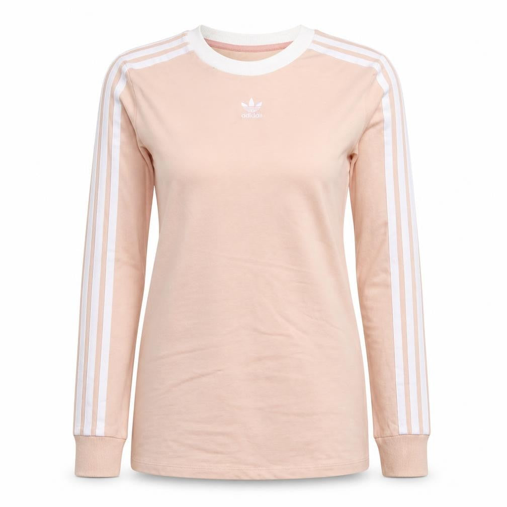 Front view of Adidas Women’s Pink Long Sleeve Crew Neck T-Shirt, size UK 8