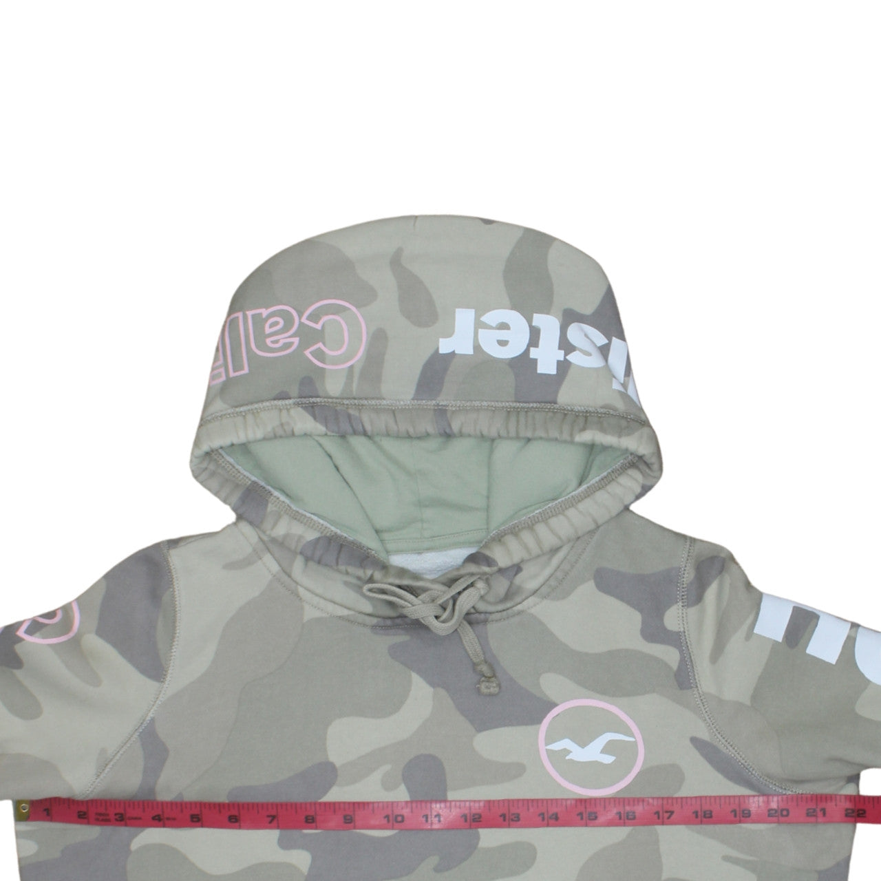 Hollister Women's Camouflage Pullover Hoodie Green Small