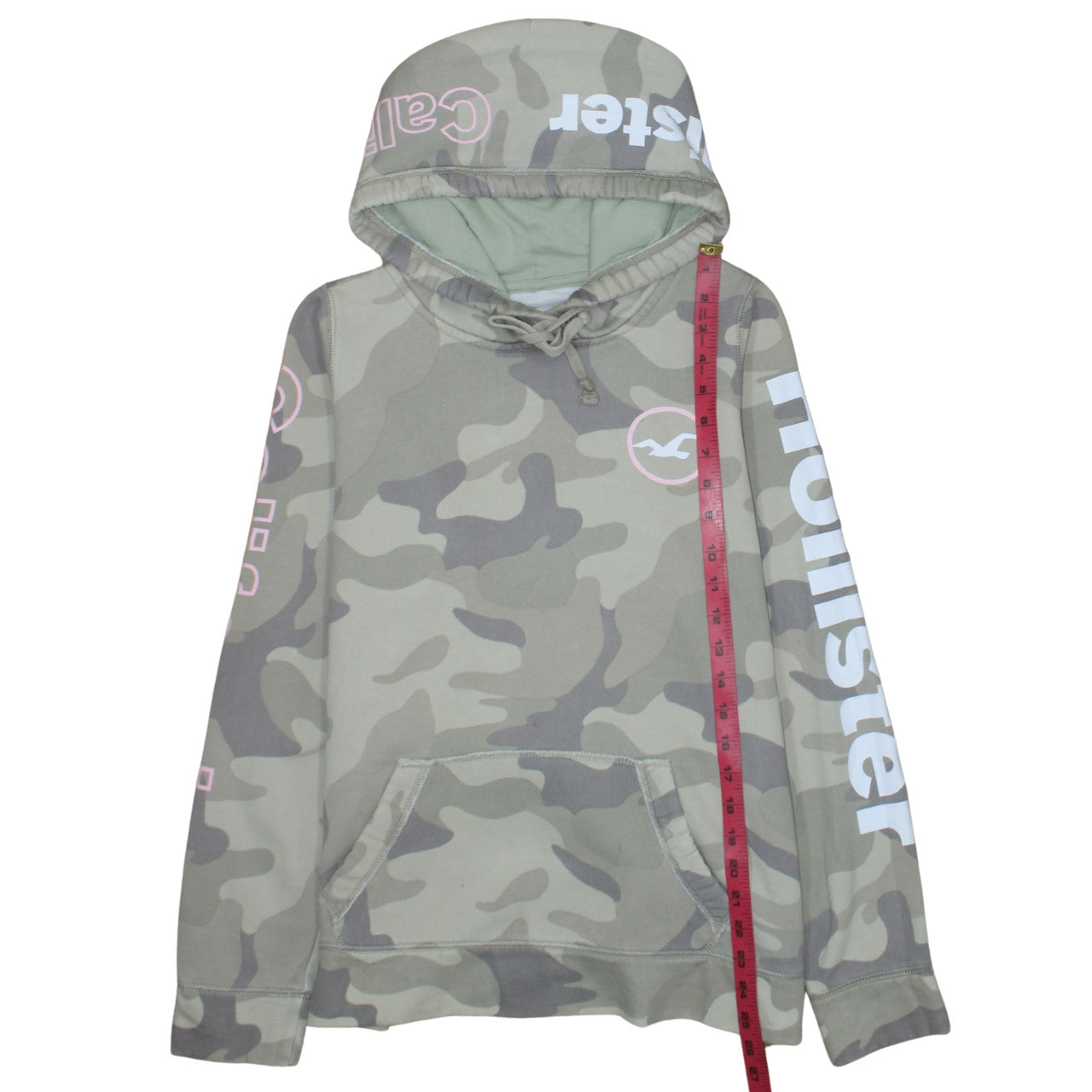 Hollister Women's Camouflage Pullover Hoodie Green Small